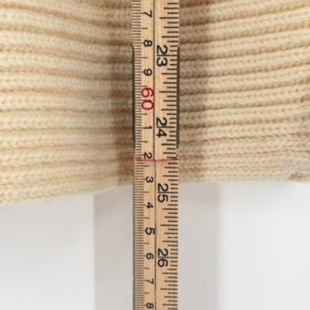AYR Ribbed Asymmetrical Sweater Cream Wool Alpaca Mixed Mock Neck Short Sleeve M - Picture 11 of 13